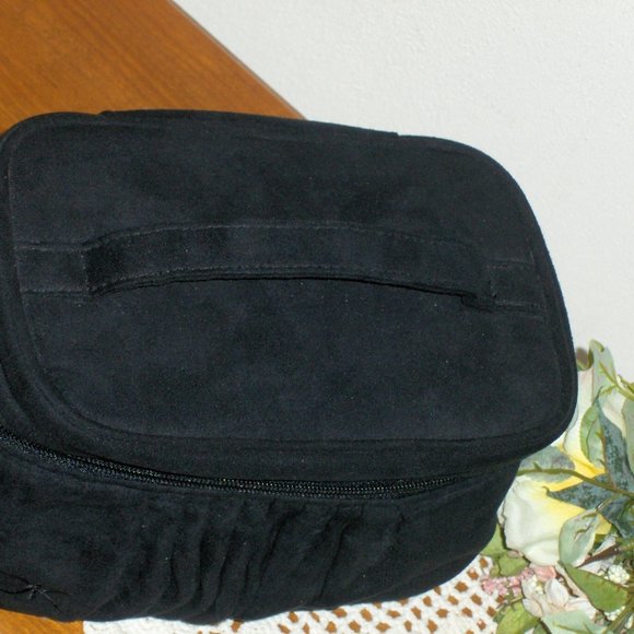 Donna Karan Cosmetics Bag Train Case Makeup Toiletries Cashmere Mist Black Tote - Picture 5 of 9